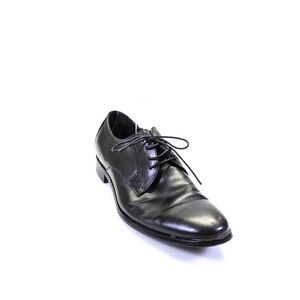 The Groomsman Suit Mens Solid Black Leather Lace Up Oxford Shoes Size 12